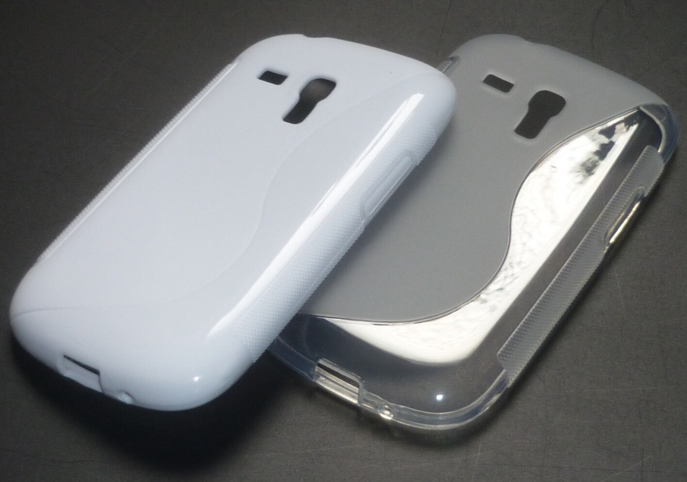 2x Samsung Galaxy S3 Mini Tasche Case Handy Cover Schutz Hülle weiss / klar