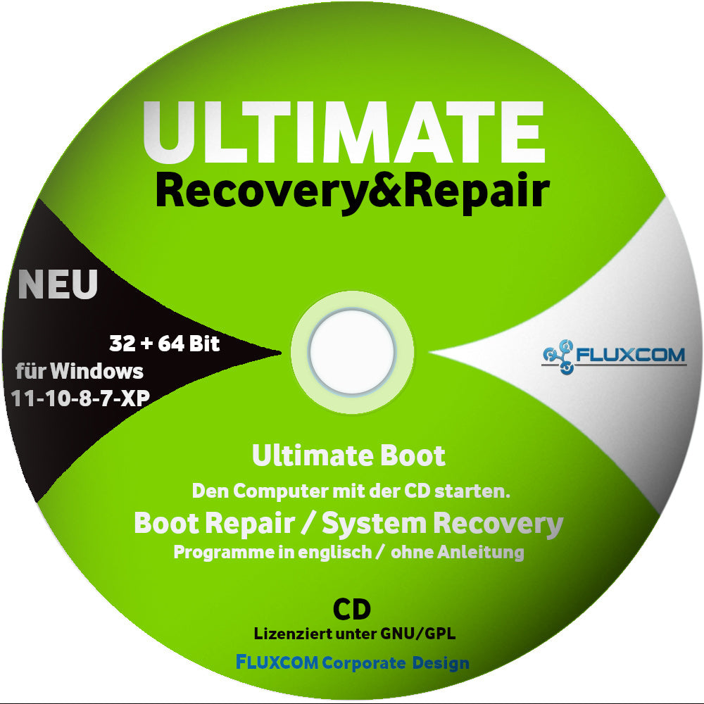 Recovery & Repair CD für Windows 11 - 10 - 8 - Win 7 - XP - 32 & 64 Bit