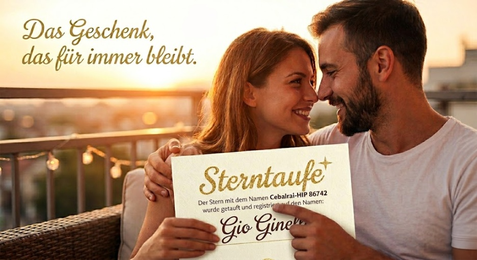 Sterntaufe mit Urkunde – Personalisiertes Geschenk zur Hochzeit, Taufe & Geburtstag – GIO GINELLI Edition