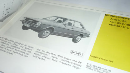 AUDI 80  Betriebsanleitung Ausgabe 10. 1974 Zustand TOP Oldtimer