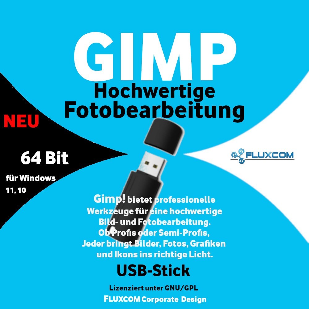 GIMP 3.0.8 r2 USB, Digitale Bild Foto Bearbeitung Grafik Editor Windows 10-11