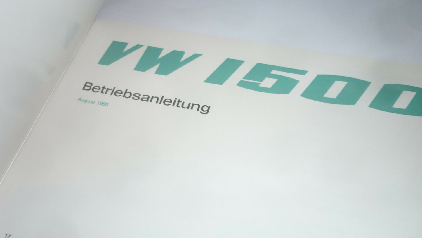 Volkswagen VW 1500 Betriebsanleitung Ausgabe 08. 1965 Zustand TOP Oldtimer