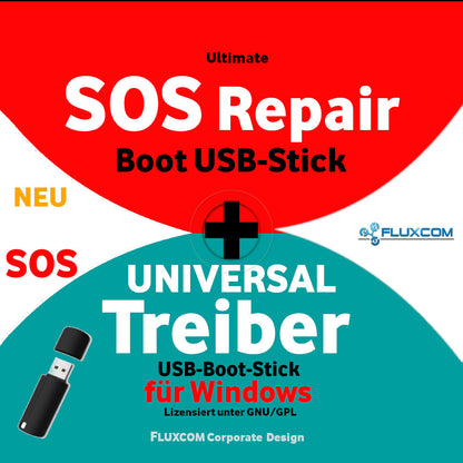 SOS Repair & Treiber auf 64GB 3.2 USB Boot Stick für Win 11 & 10 & 7 &8 XP Linux