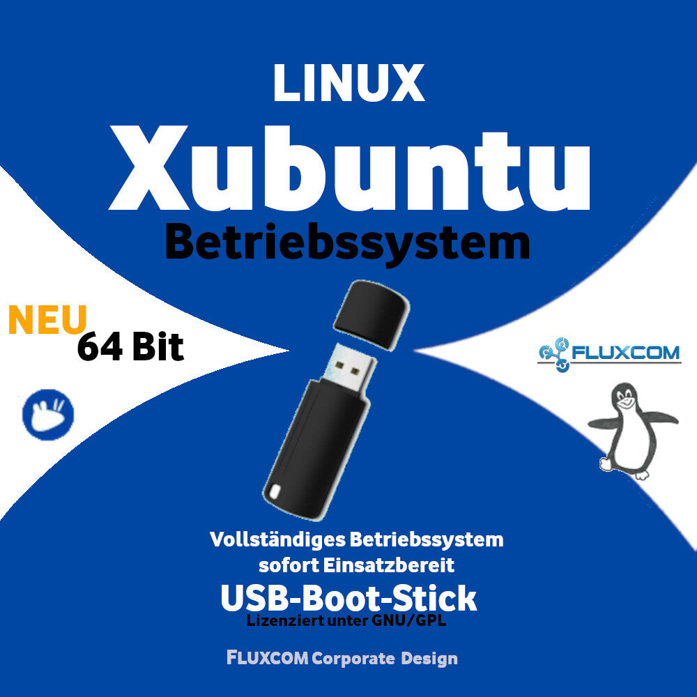 Xubuntu 24.04 LTS 64 Bit USB 64GB komplettes Linux Betriebssystem