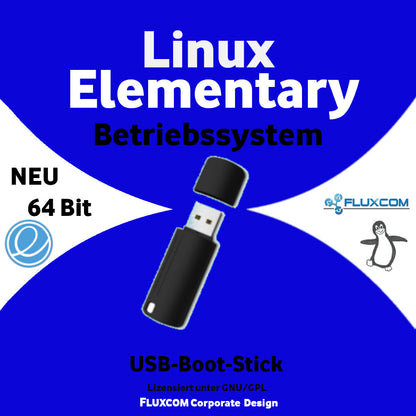 Linux Elementary OS 8, komplettes Betriebssystem auf  64GB USB-Boot-Stick