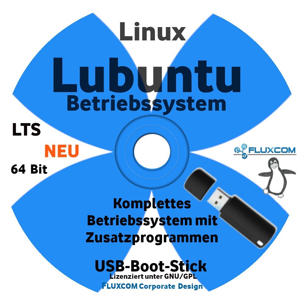 Linux Lubuntu 64 Bit 2026, 64 GB USB, komplettes Betriebssystem in deutsch