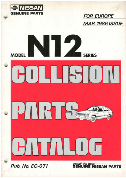 NISSAN Cherry N12 Ersatzteilkatalog, Parts Calalog, deutsch Oldtimer März 1986