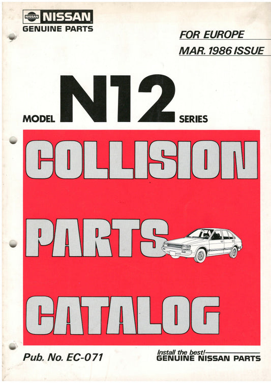 NISSAN Cherry N12 Ersatzteilkatalog, Parts Calalog, deutsch Oldtimer März 1986