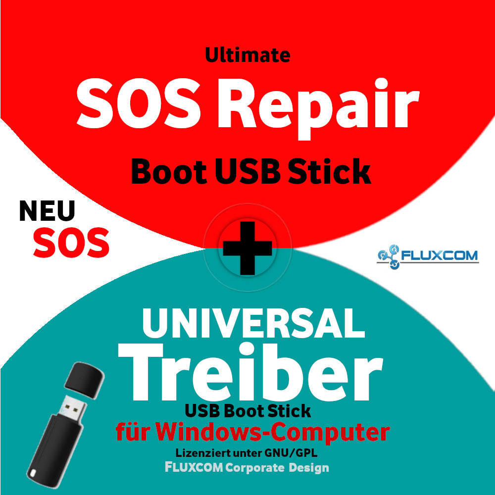SOS Repair & Treiber auf 32GB USB 3.2 Boot Stick für Win 11 10  7  8 XP & Linux