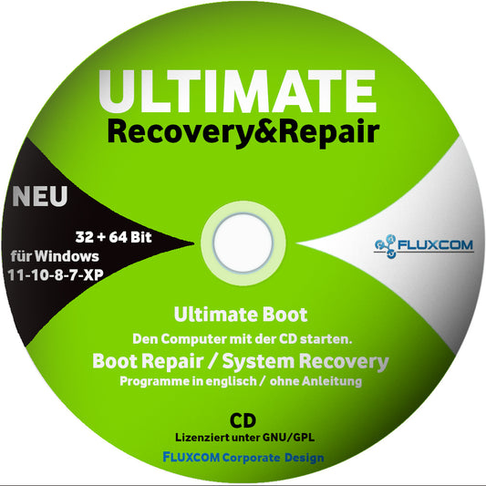Recovery & Repair CD für Windows 11 - 10 - 8 - Win 7 - XP - 32 & 64 Bit